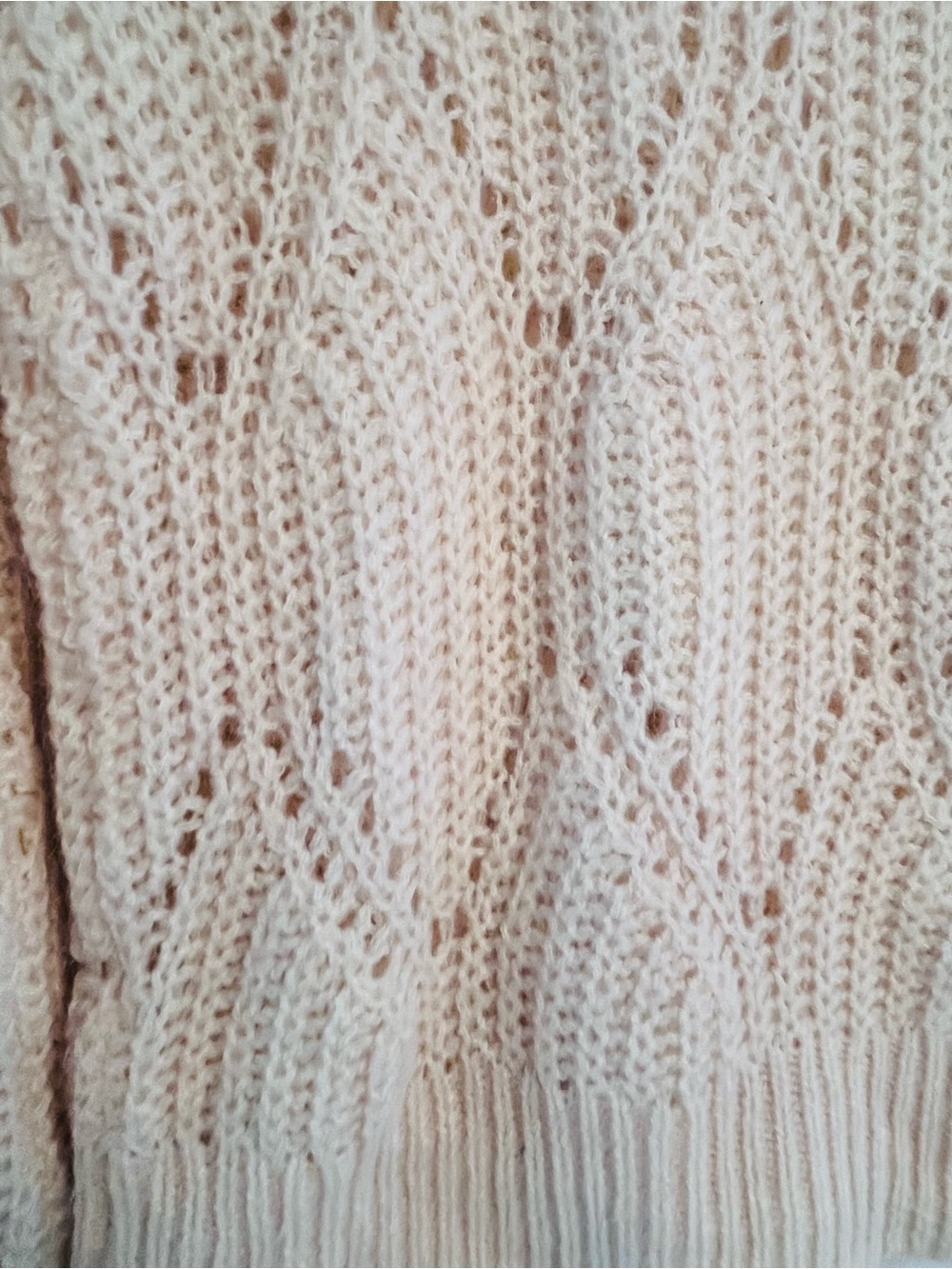 Abercrombie & Fitch Cream Pointelle Open Knit Sweater S Boho Coquette - Picture 8 of 9